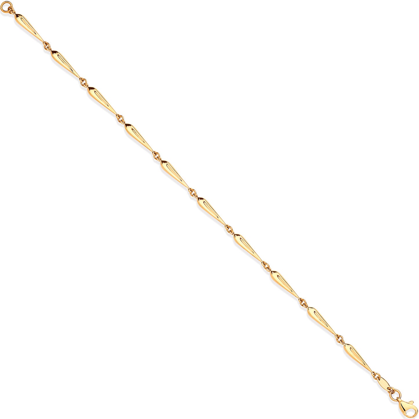 Yellow Gold Elongated Teardrop Link Ladies Bracelet - 9ct Gold