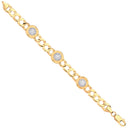 Yellow Gold Cubic Zirconia Round Charm Baby/Ladies Curb Bracelet