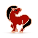 Lucky Animals Horse Clip in 18K Rose Gold with Carnelian and Onyx