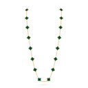 Vintage Alhambra 20 Motifs Long Necklace in 18K Yellow Gold with Malachite
