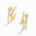 Cleo Diamond Small Hoop Earrings Yellow Gold Yellow Quartzite