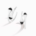 Cleo Gold Small Hoop Earrings White Gold Black Onyx