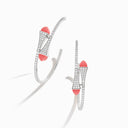 Diamond Midi Hoop Earrings White Gold White Agate
