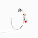 Diamond Midi Hoop Earrings White Gold White Agate