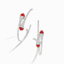 Diamond Midi Hoop Earrings White Gold White Agate