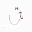 Diamond Midi Hoop Earrings White Gold White Agate
