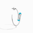 Diamond Midi Hoop Earrings White Gold White Agate