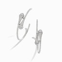 18 Karat White Gold Diamond Midi Hoop Earrings