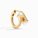 18K Yellow Gold Diamond Huggie Earrings