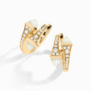 18K Yellow Gold Diamond Huggie Earrings
