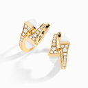 18K Yellow Gold Diamond Huggie Earrings