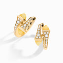 18K Yellow Gold Diamond Huggie Earrings