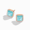 Cleo Diamond Stud Pyramid Earrings Rose Gold Pink Coral