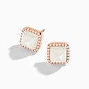 Cleo Diamond Stud Pyramid Earrings Rose Gold Pink Coral