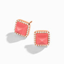 Cleo Diamond Stud Pyramid Earrings Rose Gold Pink Coral