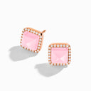 Cleo Diamond Stud Pyramid Earrings Rose Gold Pink Coral