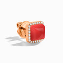 Cleo Diamond Stud Pyramid Earrings Rose Gold Pink Coral