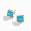 Cleo Diamond Stud Pyramid Earrings Rose Gold Pink Coral