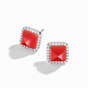 Small White Gold Diamond Pyramid Stud Earrings