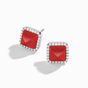 Small White Gold Diamond Pyramid Stud Earrings