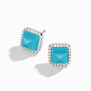 Small White Gold Diamond Pyramid Stud Earrings