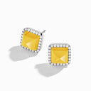 Small White Gold Diamond Pyramid Stud Earrings