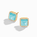 18K Gold Diamond Stud Pyramid Earrings