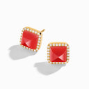 18K Gold Diamond Stud Pyramid Earrings
