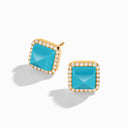 18K Gold Diamond Stud Pyramid Earrings
