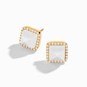 18K Gold Diamond Stud Pyramid Earrings