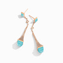 Cleo Rev Diamond Long Drop Earrings Rose Gold Green Agate