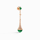 Cleo Rev Diamond Long Drop Earrings Rose Gold Green Agate