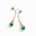 Cleo Rev Diamond Long Drop Earrings Rose Gold Green Agate