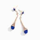 Cleo Rev Diamond Long Drop Earrings Rose Gold Green Agate