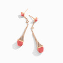 Cleo Rev Diamond Long Drop Earrings Rose Gold Green Agate