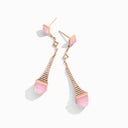 Cleo Rev Diamond Long Drop Earrings Rose Gold Green Agate