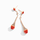 Cleo Rev Diamond Long Drop Earrings Rose Gold Green Agate