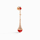 Cleo Rev Diamond Long Drop Earrings Rose Gold Green Agate