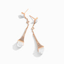 Cleo Rev Diamond Long Drop Earrings Rose Gold Green Agate
