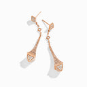 Cleo Rev Full Diamond Long Drop Earrings Rose Gold Diamond