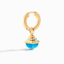 Cleo Rev Mini Diamond Drop Earrings Yellow Gold Pink Quartzite