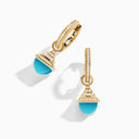 Cleo Rev Mini Diamond Drop Earrings Yellow Gold Pink Quartzite