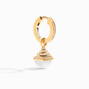 Cleo Rev Mini Diamond Drop Earrings Yellow Gold Pink Quartzite