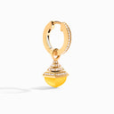 Cleo Rev Mini Diamond Drop Earrings Yellow Gold Pink Quartzite