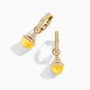 Cleo Rev Mini Diamond Drop Earrings Yellow Gold Pink Quartzite