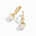 Cleo Rev Midi Diamond Drop Earrings Yellow Gold Pink Coral