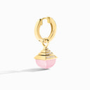 Cleo Rev Midi Diamond Drop Earrings Yellow Gold Pink Coral