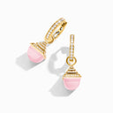 Cleo Rev Midi Diamond Drop Earrings Yellow Gold Pink Coral