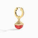 Cleo Rev Midi Diamond Drop Earrings Yellow Gold Pink Coral