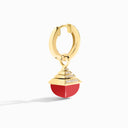 Cleo Rev Midi Diamond Drop Earrings Yellow Gold Pink Coral